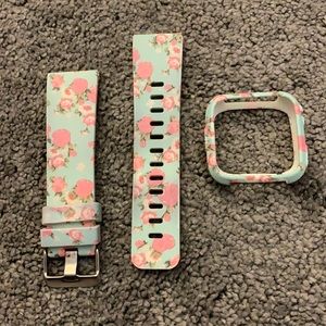 Floral fitbit versa band with screen bumper